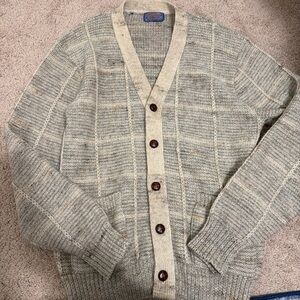 Pendleton Men's Cream and Gray Cardigan Sweater